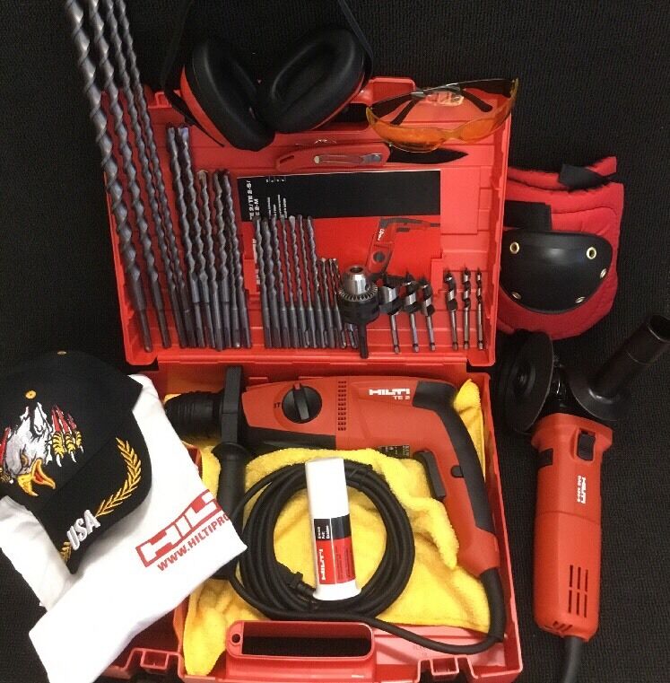 HILTI TE 2 DRILL, NEW, FREE HILTI GRINDER 450-S, A LOT OF EXTRA,