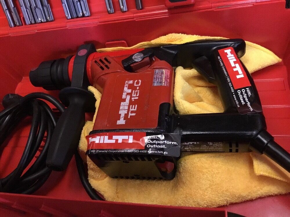 HILTI TE 15-C HAMMER DRILL, PREOWNED, FREE LASER METER, BITS, EXTRAS