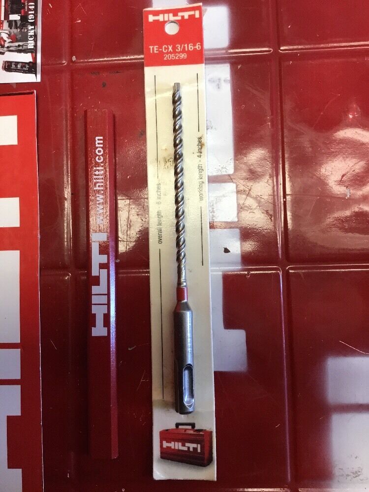 HILTI SDS PLUS 3/16", 1/4" X 6" TE-CX,SET OF 2, FREE EXTRAS