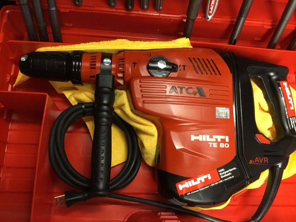 HILTI TE 80 HAMMER DRILL, FREE ANGLE GRINDER, BITS, CHISELS, EXTRAS, FAST SHIP