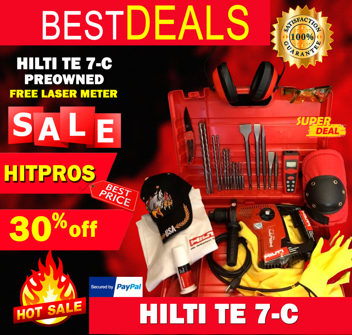 HILTI TE 7-C, PREOWNED, FREE LASER METER, BITS AND CHISELS