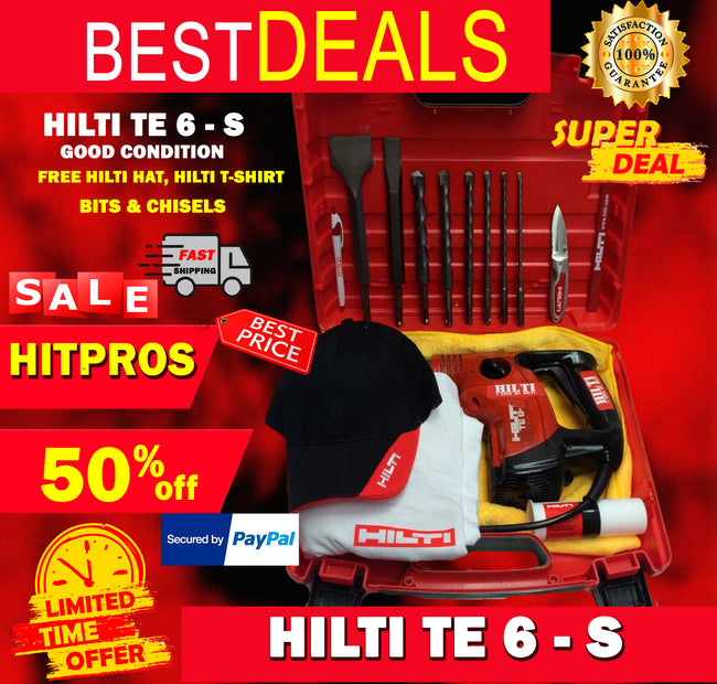 HILTI TE 6-S, PREOWNED, FREE HILTI HAT, SET OF BITS, CHISELS