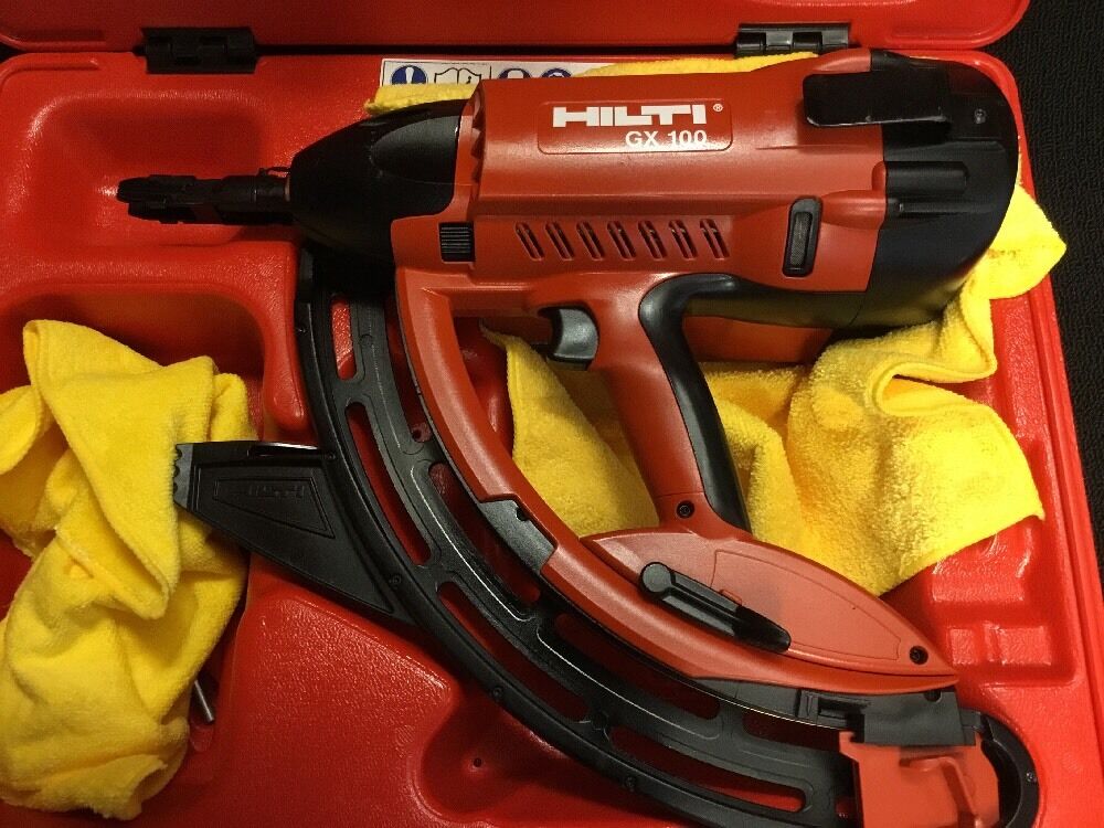 HILTI GX 100 GAS POWERED ACTUATED NAIL GUN, PREOWNED,