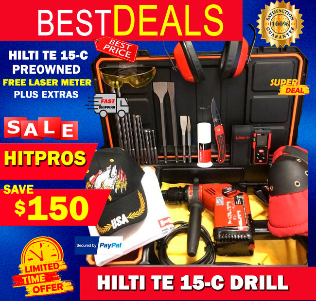 HILTI TE 15-C DRILL, PREOWNED, FREE LASER METER,  PLUS EXTRAS