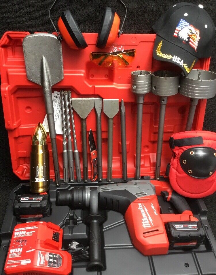 MILWAUKEE CORDLESS HAMMER DRILL, SDS MAX, FREE THERMO, BUNCH EXTRAS, FAST SHIP