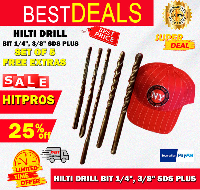 HILTI DRILL BIT 1/4", 3/8" SDS PLUS, SET OF 5