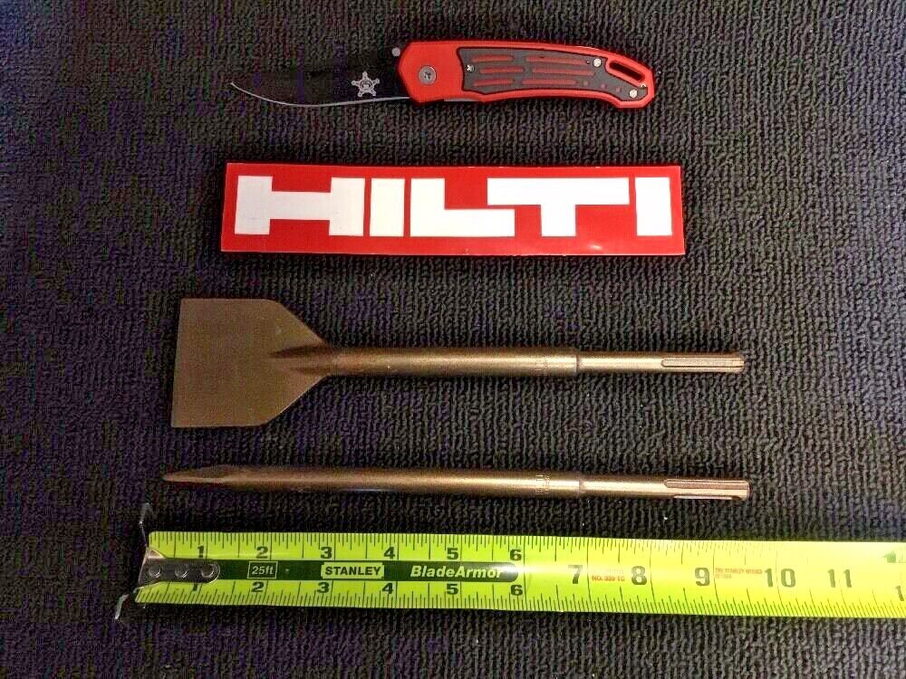 HILTI SDS PLUS CHISEL FLAT 2-1/4" X 9-3/4" AND POINTED 9" PREOWNED