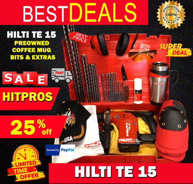 HILTI TE 15, PREOWNED, FREE COFFEE MUG, BITS, AND MORE