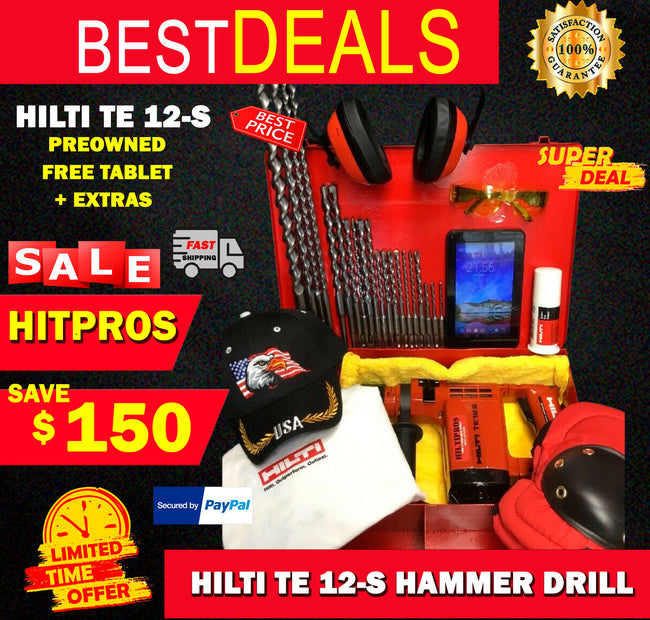 HILTI TE 12 S HAMMER DRILL,PREOWNED, FREE TABLET, EXTRAS