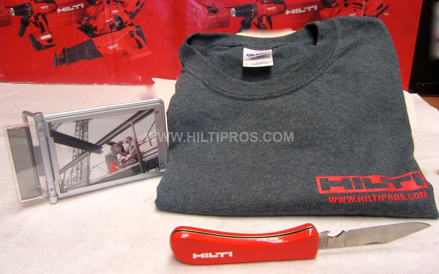 HILTI - CALCULATOR / PHOTO FRAME, HILTI KNIFE, T-SHIRT