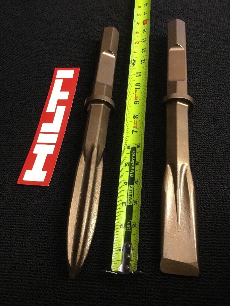 HILTI CHISEL TE-H28 NARROW 1-1/2" X 14" & POINTED 15" PREOWNED,