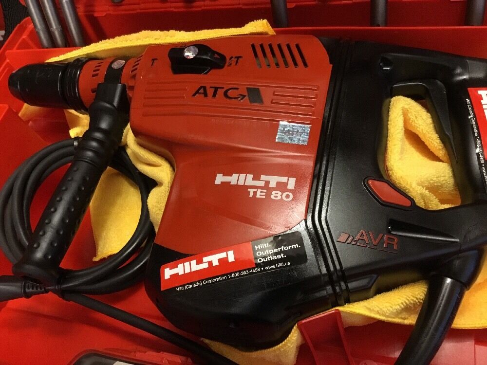 HILTI TE 80 HAMMER DRILL, FREE ANGLE GRINDER, BITS, CHISELS, EXTRAS, FAST SHIP