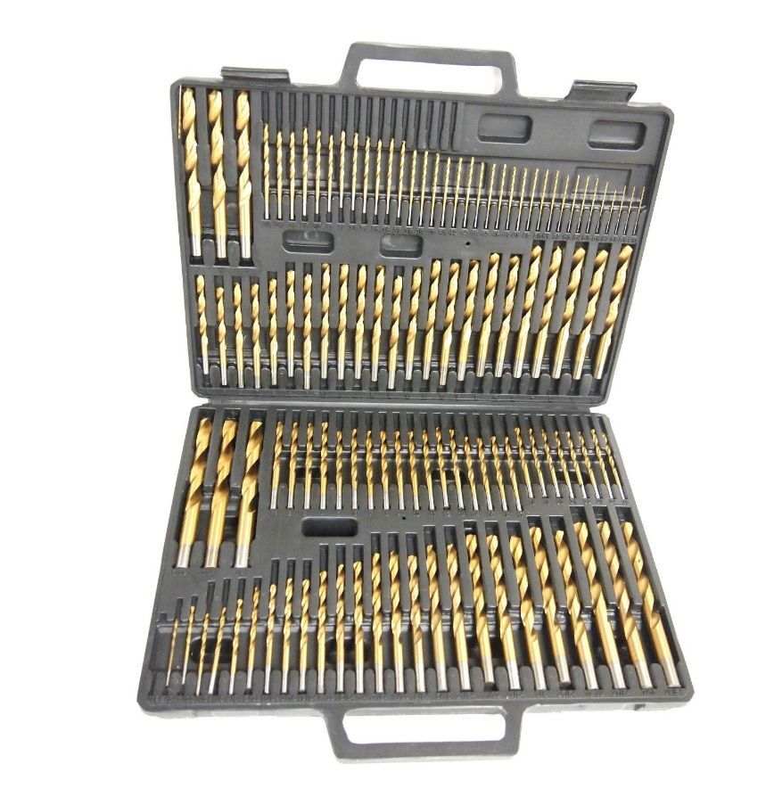 TITANIUM DRILL BITS, SET OF 115 PC, NEW, W/ INDEX CASE