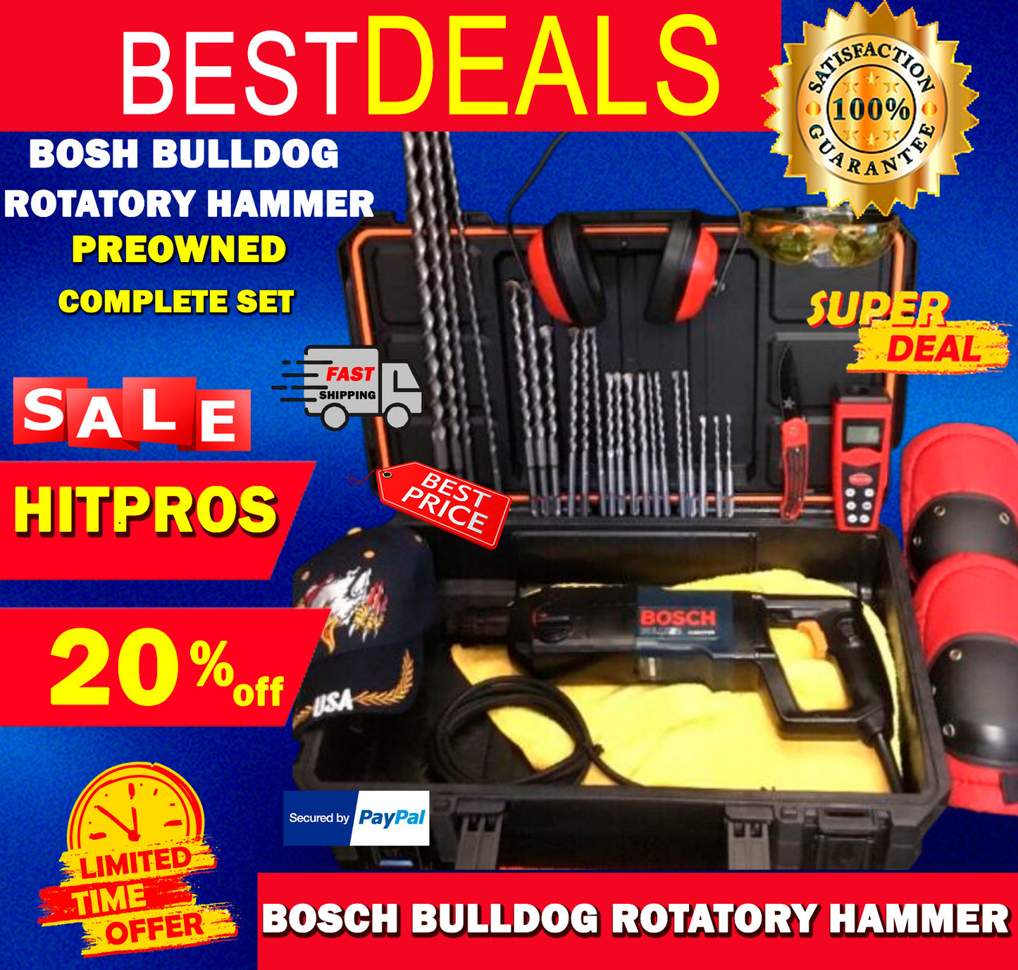 BOSH BULLDOG ROTATORY HAMMER PREOWNED,