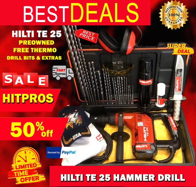 HILTI TE 25, PREOWNED, FREE THERMO, DRILL BITS, A LOT OF EXTRAS