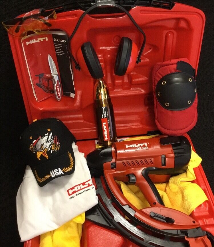 HILTI GX 100 GAS POWERED ACTUATED NAIL GUN, PREOWNED,