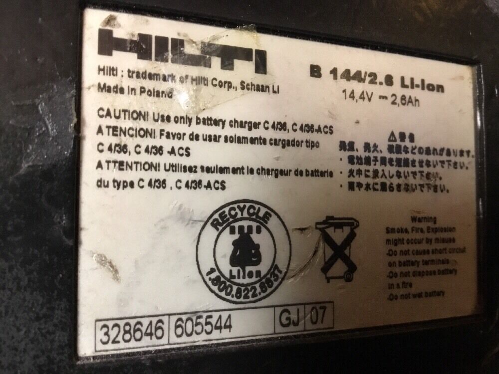 HILTI B 144 2.6 AH LI-ION BATTERY, PREOWNED