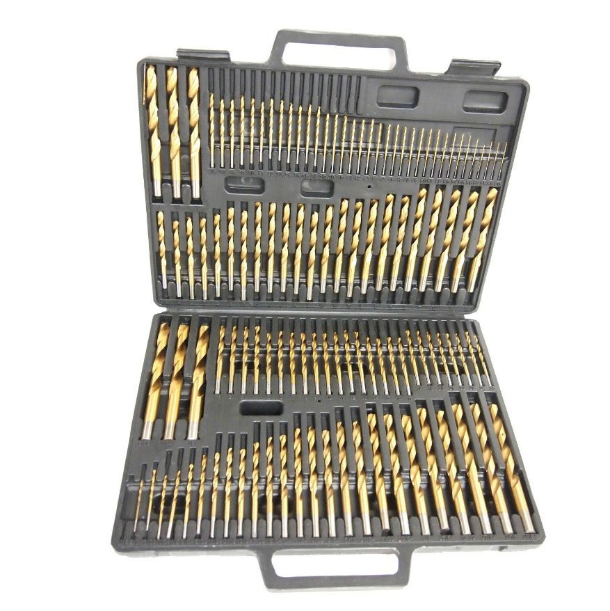 TITANIUM DRILL BITS, SET OF 115 PC, NEW, W/ INDEX CASE