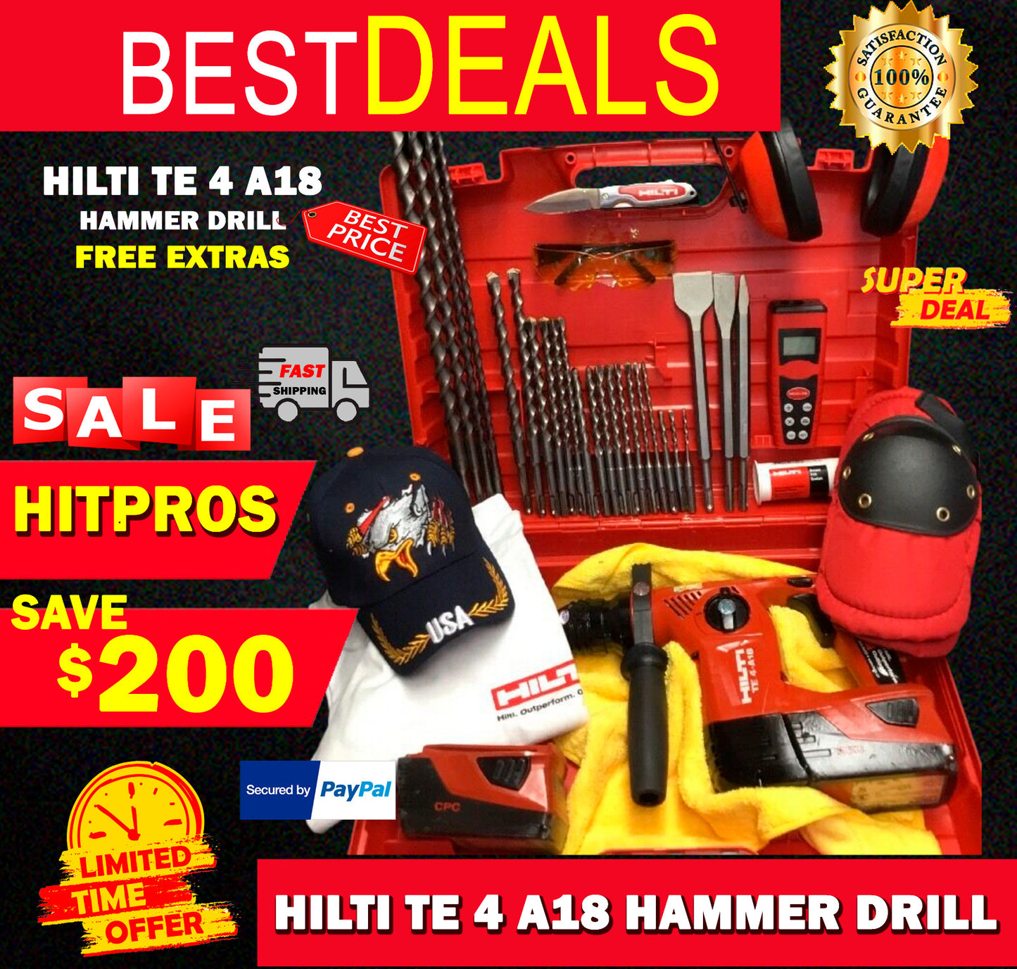 HILTI TE 4-A18 PREOWNED, FREE LASER METER, BITS AND EXTRAS