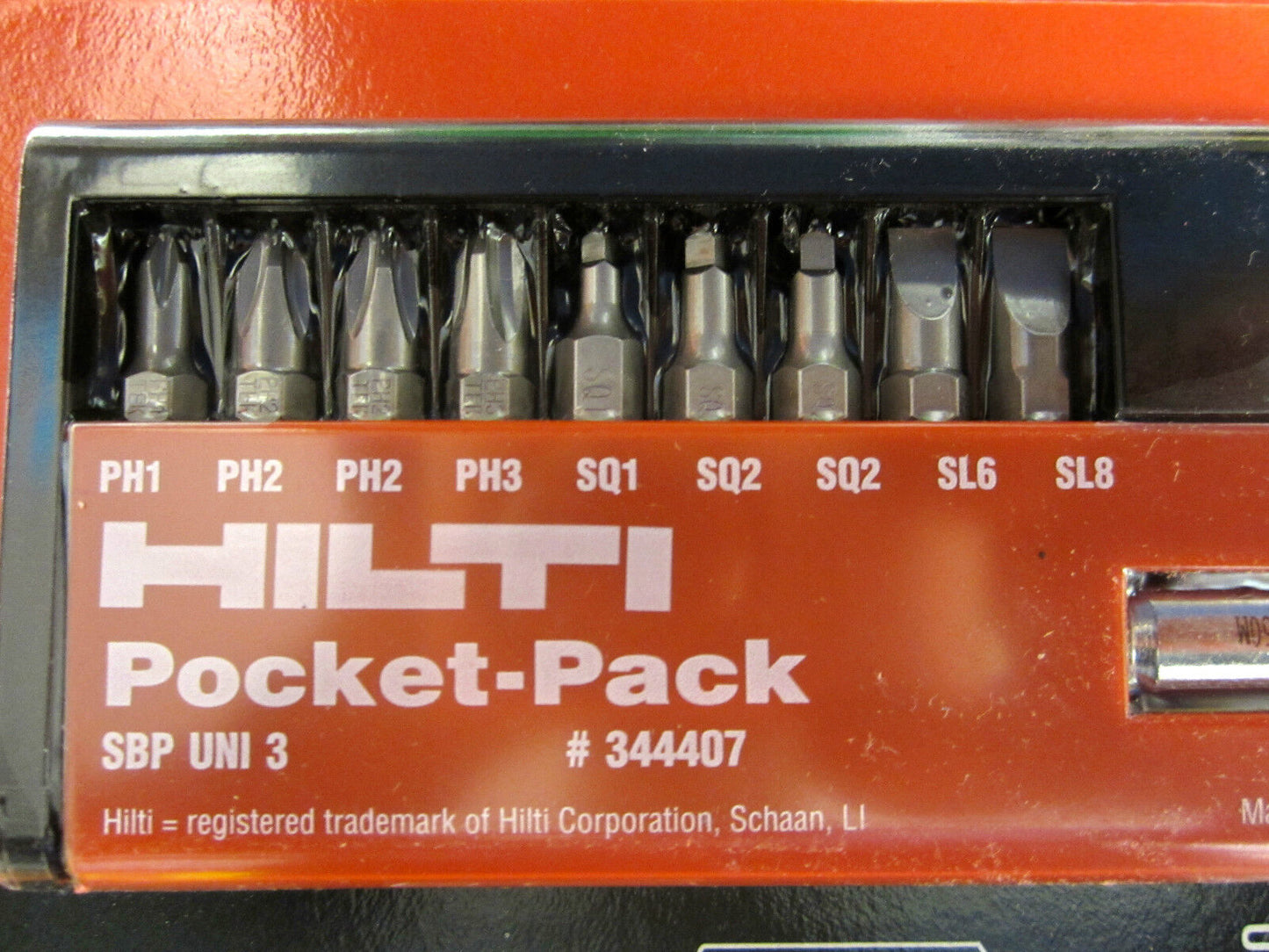 Hilti Insert Bit Pocket Pack Set of 9 Bits BRAND NEW , HAVY DUTY BITS ,