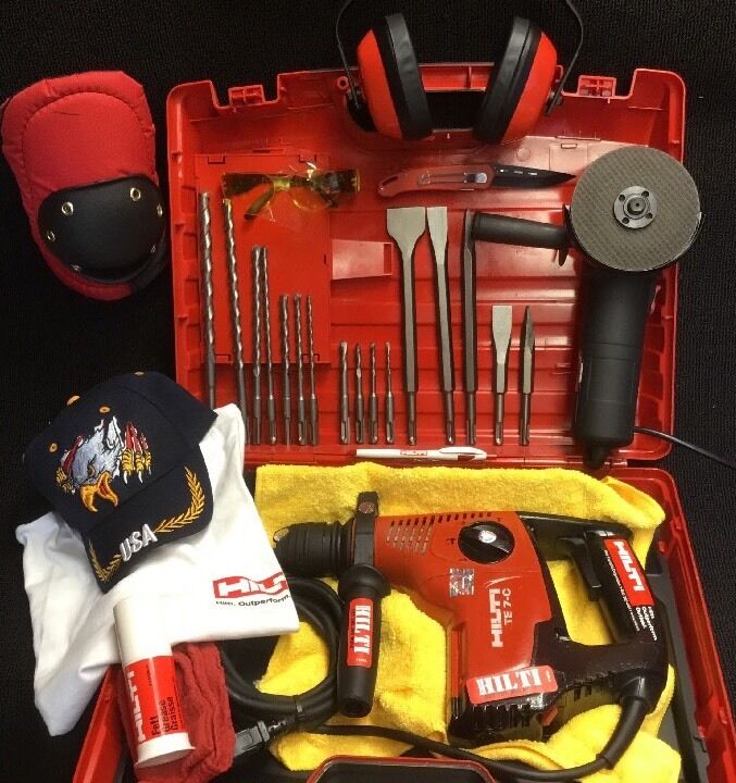 HILTI TE 7-C DRILL, PREOWNED, FREE ANGLE GRINDER, FREE BITS