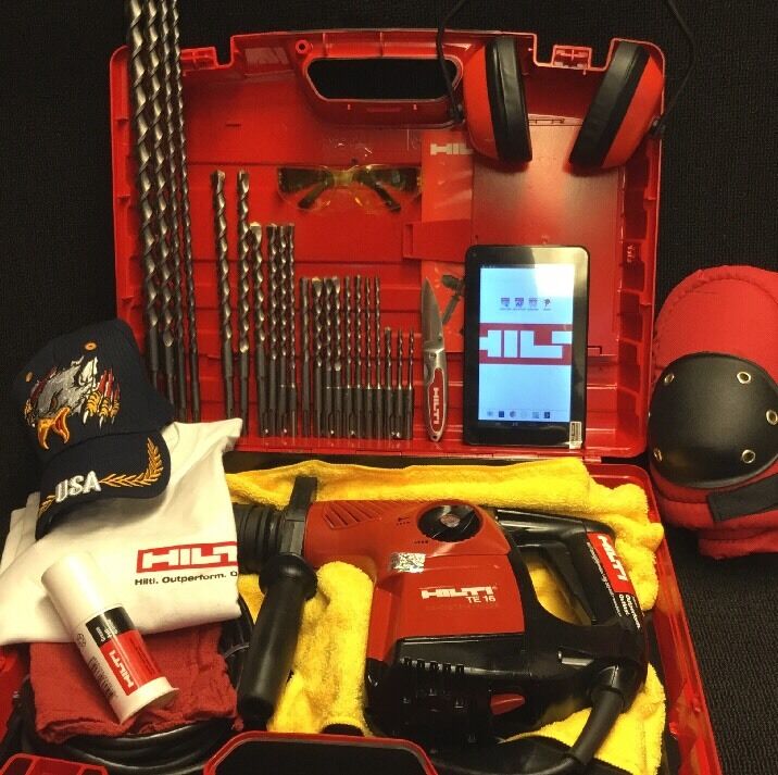 HILTI TE 16 HAMMER DRILL, PREOWNED, FREE TABLET, BITS, EXTRAS