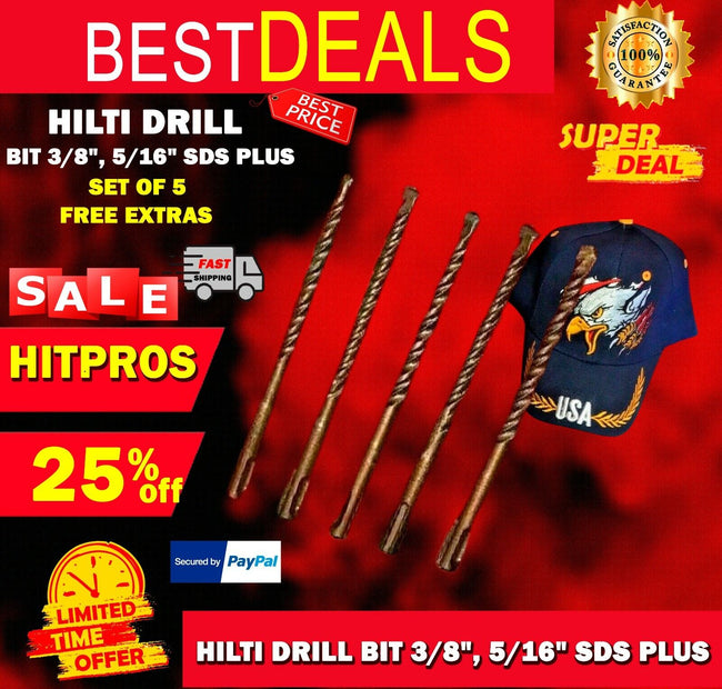 HILTI DRILL BIT 3/8", 5/16" SDS PLUS, SET OF 5