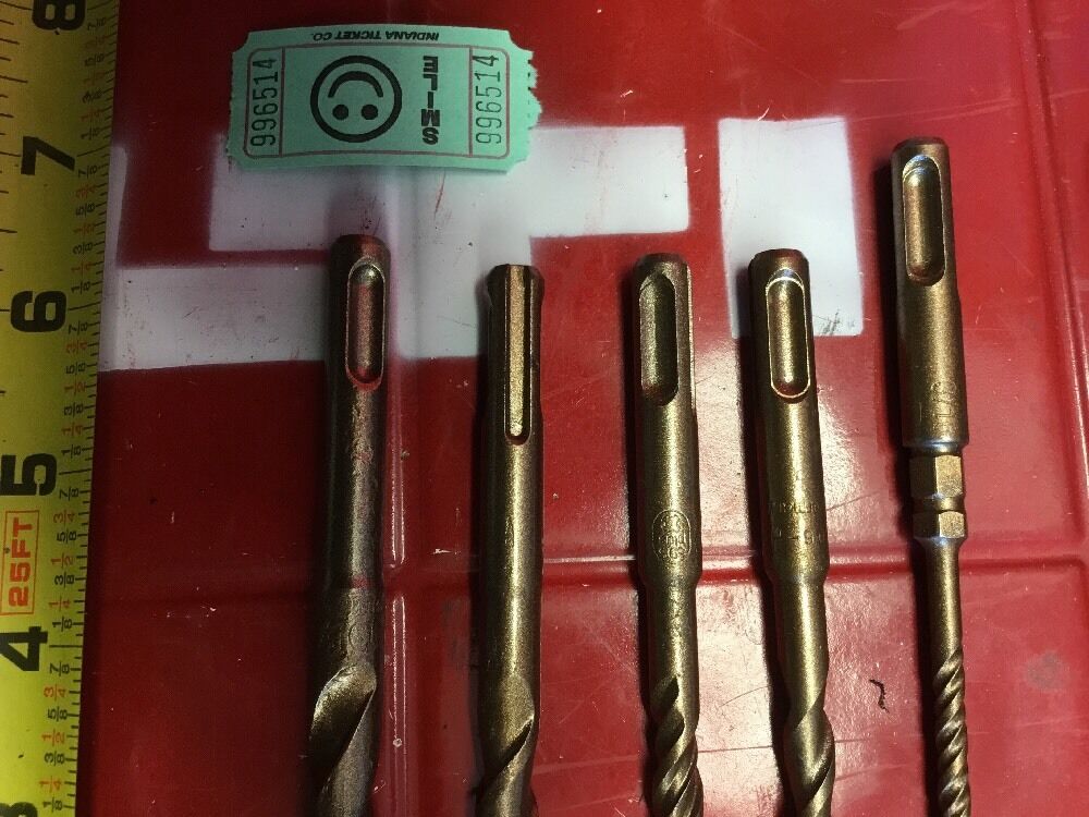 HILTI DRILL BIT 1/2", 3/8", 5/16", 3/16" SDS PLUS SET OF 5,