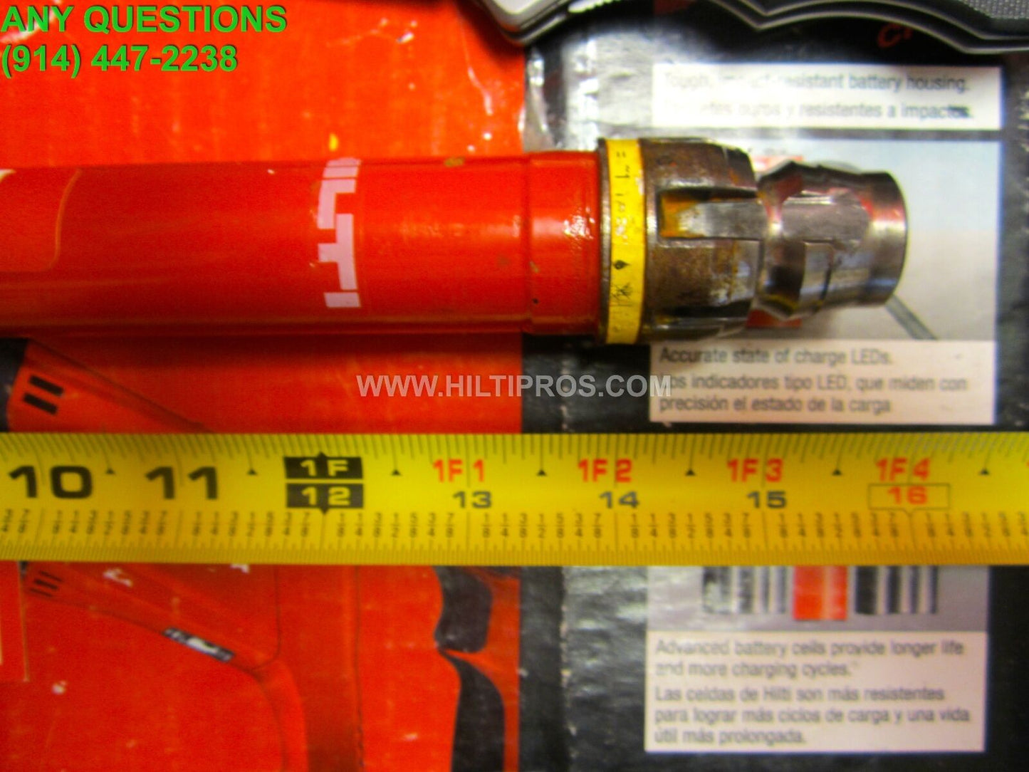 HILTI DIAM CORE BIT DD-BI 1-1/8" X 15", PREOWNED, KNIFE