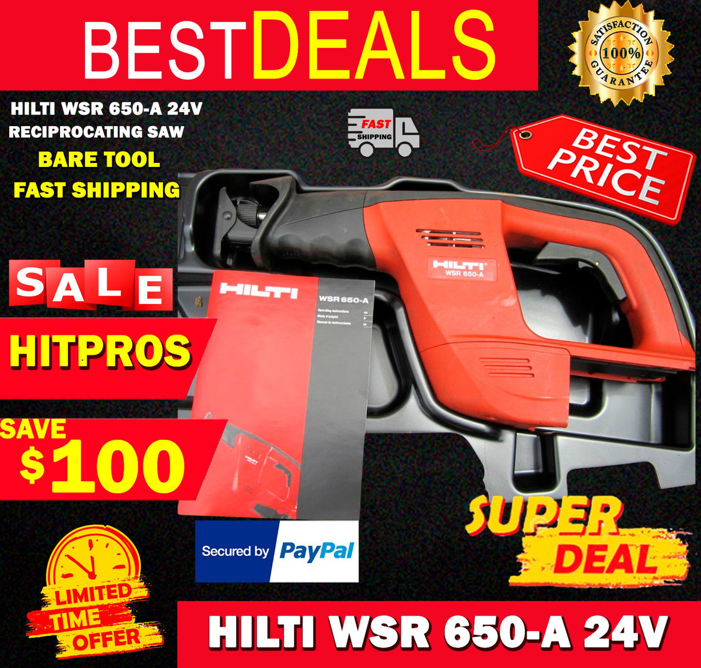 HILTI WSR 650-A 24V reciprocating saw BARE TOOL , FAST SHIPPING