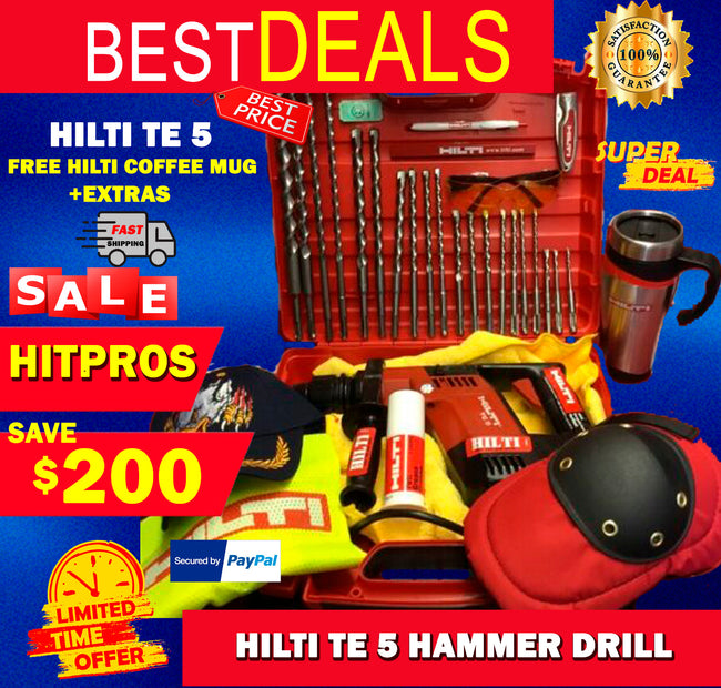 HILTI TE 5 HAMMER DRILL, FREE HILTI COFFE, FREE DRILL BITS