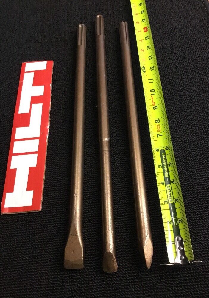 HILTI CHISEL SDS MAX SET W/FLAT 7/8" - 5/8" AND POINTED 17", PREOWNED