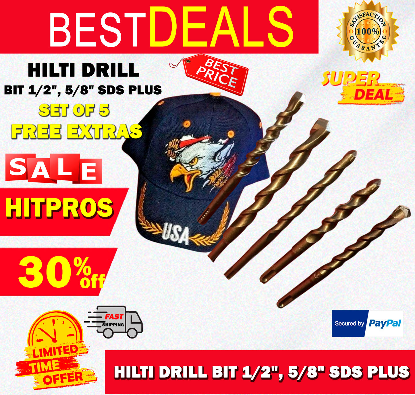 HILTI DRILL BIT 1/2", 5/8" SDS PLUS, SET OF 5