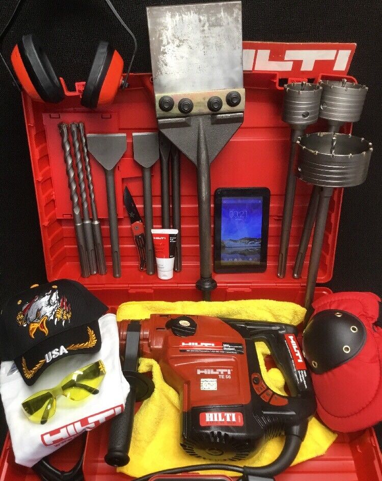 HILTI TE 56 HAMMER DRILL, PREOWNED, FREE TABLET, A LOT OF EXTRAS, QUICK SHIP