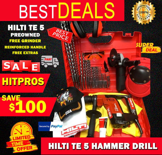 HILTI TE 5 HAMMER DRILL PREOWNED,REINFORCED HANDLE, FREE GRINDER