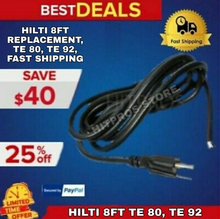 HILTI 8FT REPLACEMENT CORD FOR TE 80, TE 92, NEW