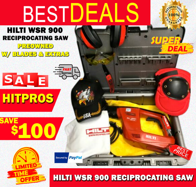 HILTI WSR 900 RECIPROCATING SAW, PREOWNED,W/ BLADES, EXTRAS, QUICK SHIP