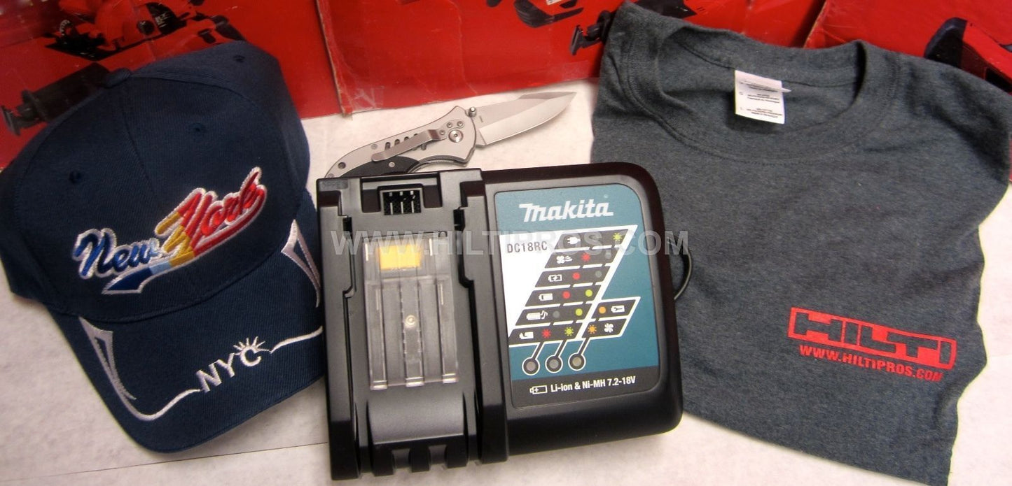 MAKITA BATTERY CHARGER ,FAST CHARGER , FREE T-SHIRT,POCKET KNIFE,HAT. FAST SHIP.