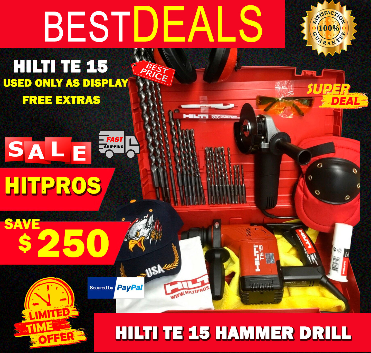 HILTI TE 15 HAMMER DRILL, USED ONLY AS DISPLAY, MADE IN GERMANY, FREE EXTRAS