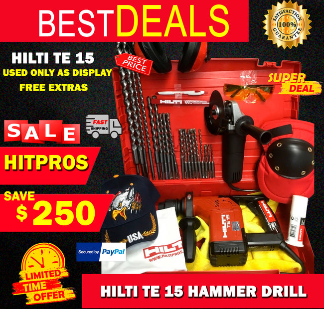 HILTI TE 15 HAMMER DRILL, USED ONLY AS DISPLAY, MADE IN GERMANY, FREE EXTRAS