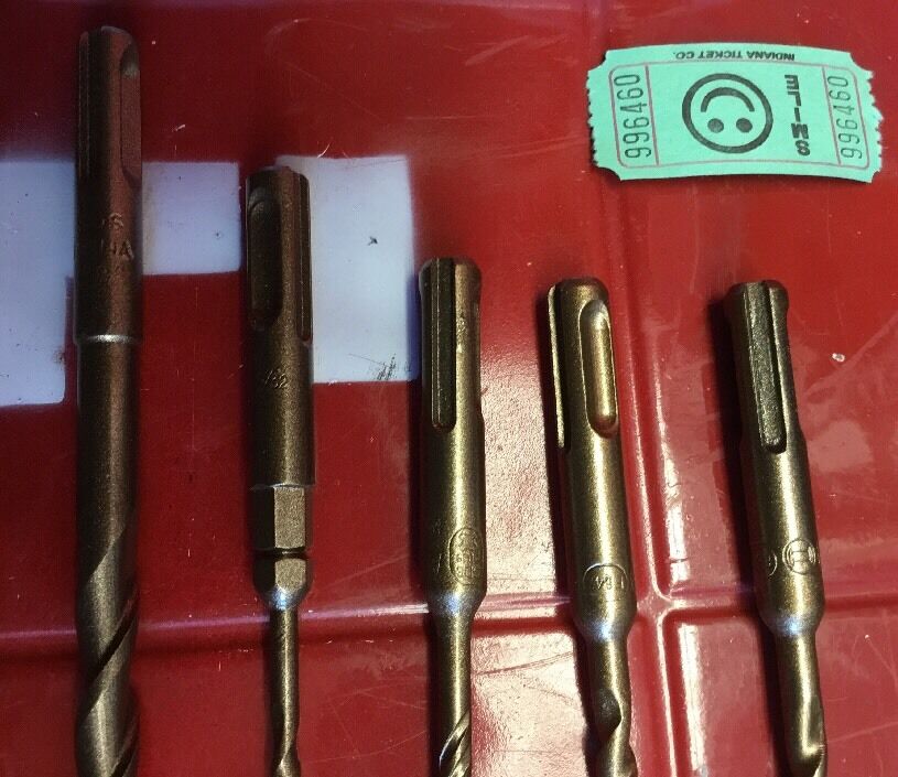 HILTI DRILL BIT 1/4", 3/8" SDS PLUS, SET OF 5,