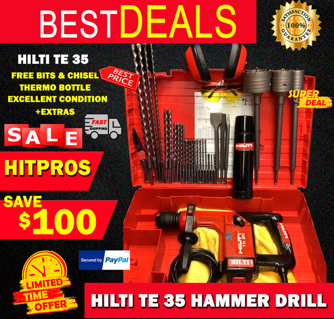 HILTI TE 35, EXCELLENT CONDITION, FREE BITS & CHISEL,THERMO BOTTLE