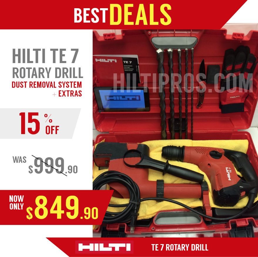 HILTI TE 7 WITH DUSTY REMOVAL SYSTEM, NEW, FREE TABLET, EXTRAS