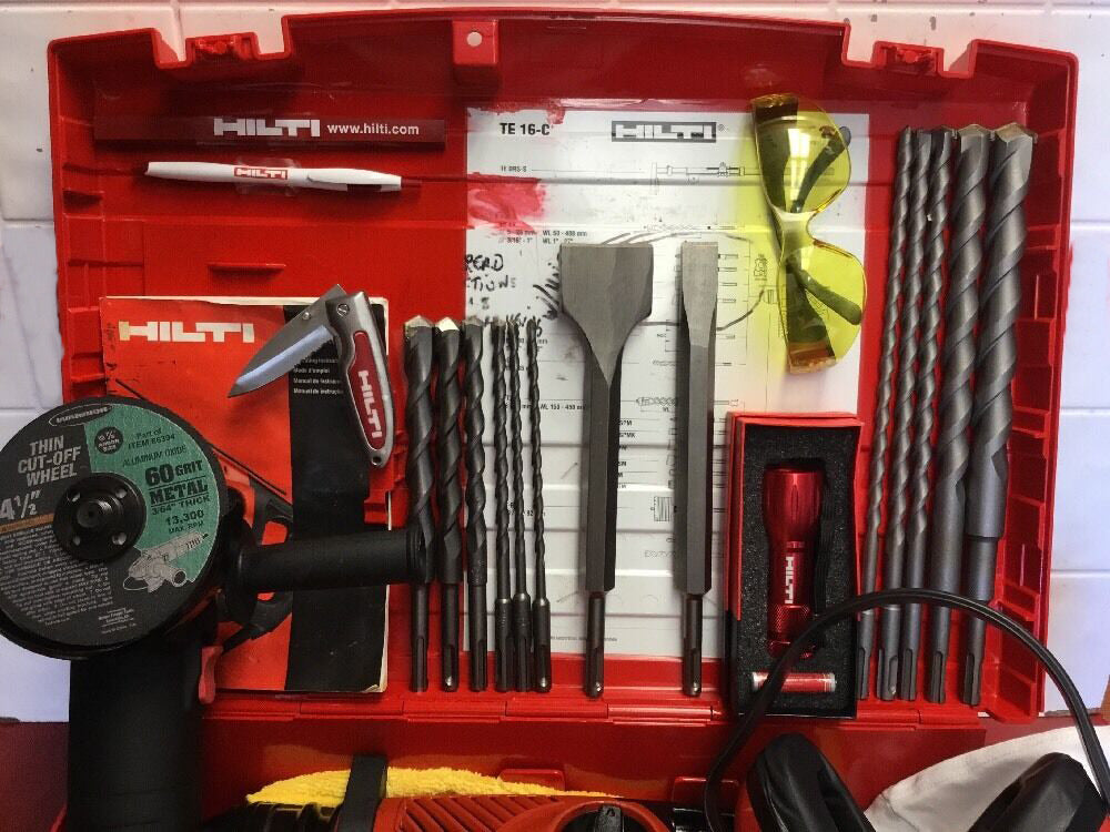 HILTI TE 16C DRILL, EXCELLENT CONDITION, WITH COMPLETE BITS SET,