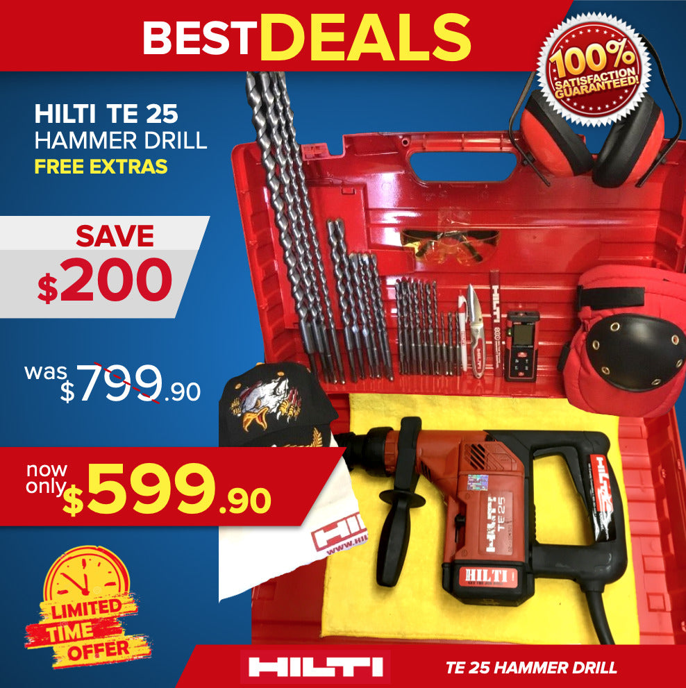 HILTI TE 25 HAMMER DRILL, PREOWNED, FREE LASER, COMPLETE SET