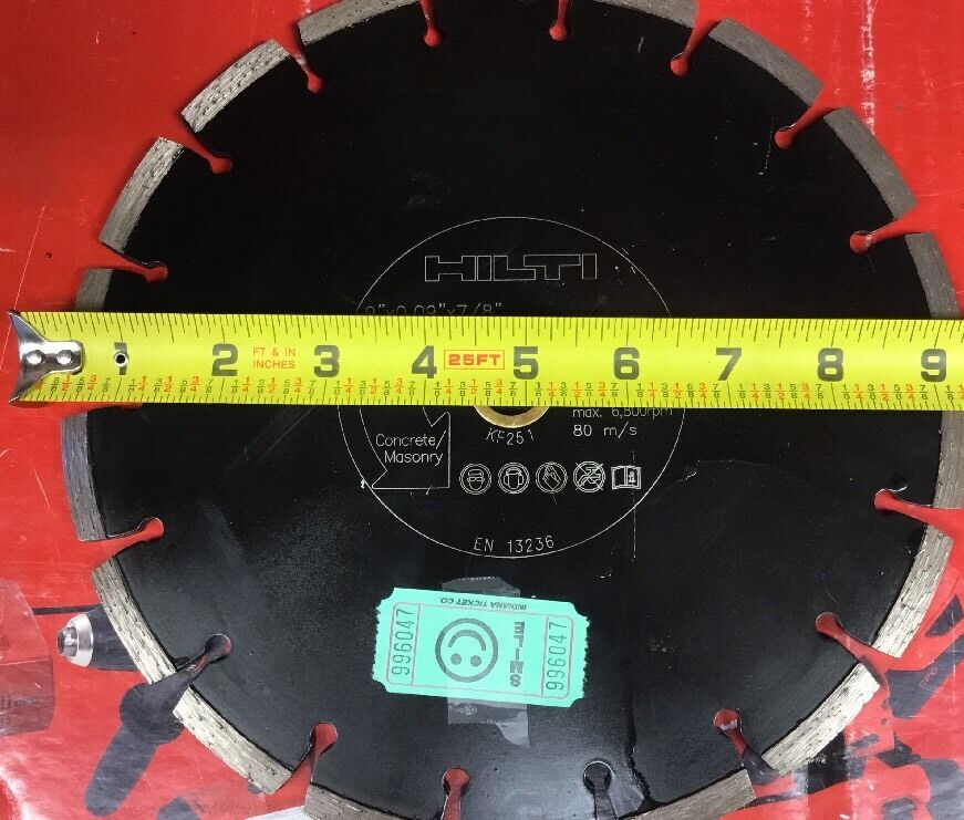 HILTI DIAMOND CUTTING DISC 9" DIAMETER - ARBOR - 7/8" - 5/8" - 407310