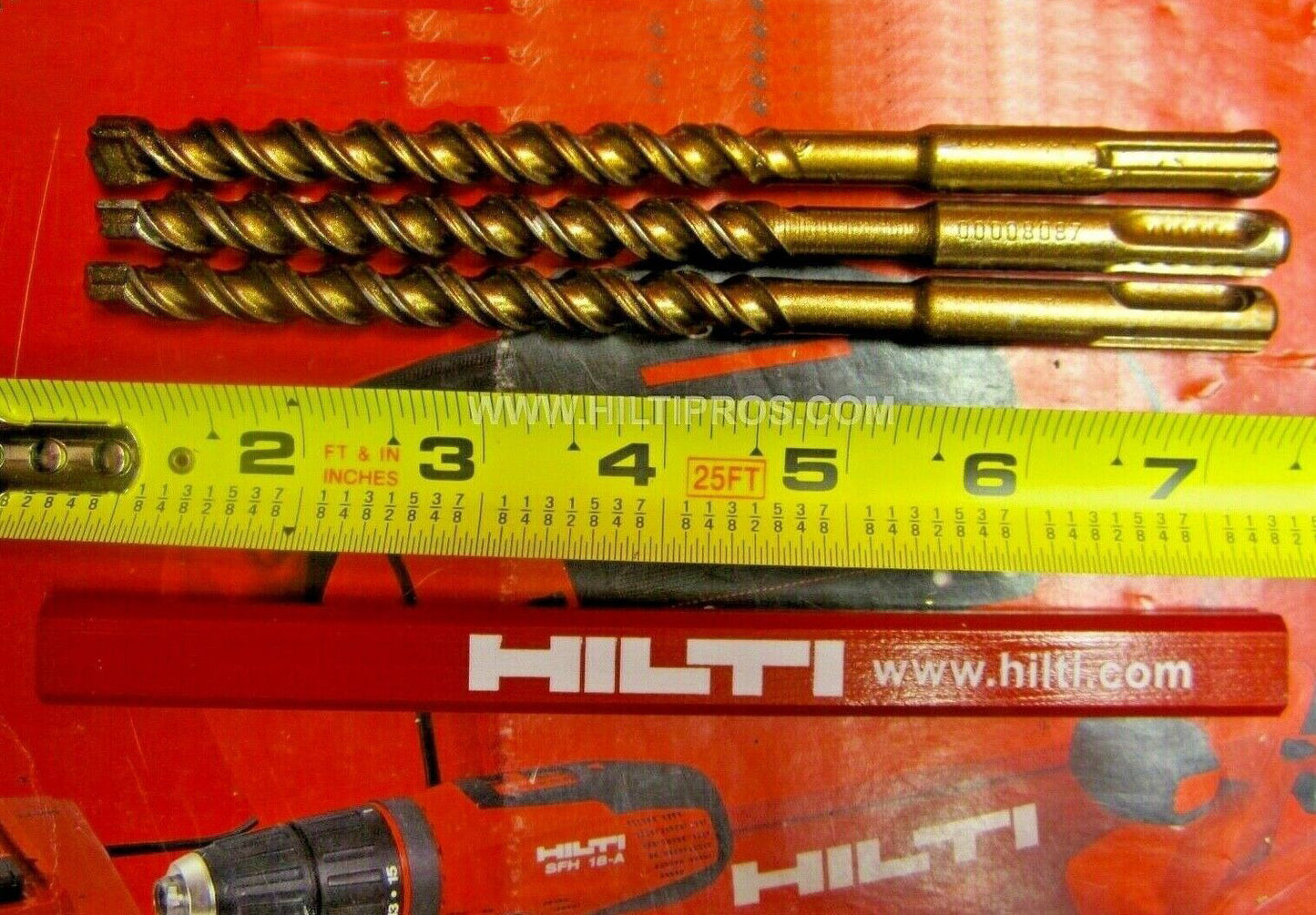 HILTI TE-CX 3/8" X 8", SET OF 3, PREOWNED, MINT CONDITION, FREE PENCIL,FAST SHIP