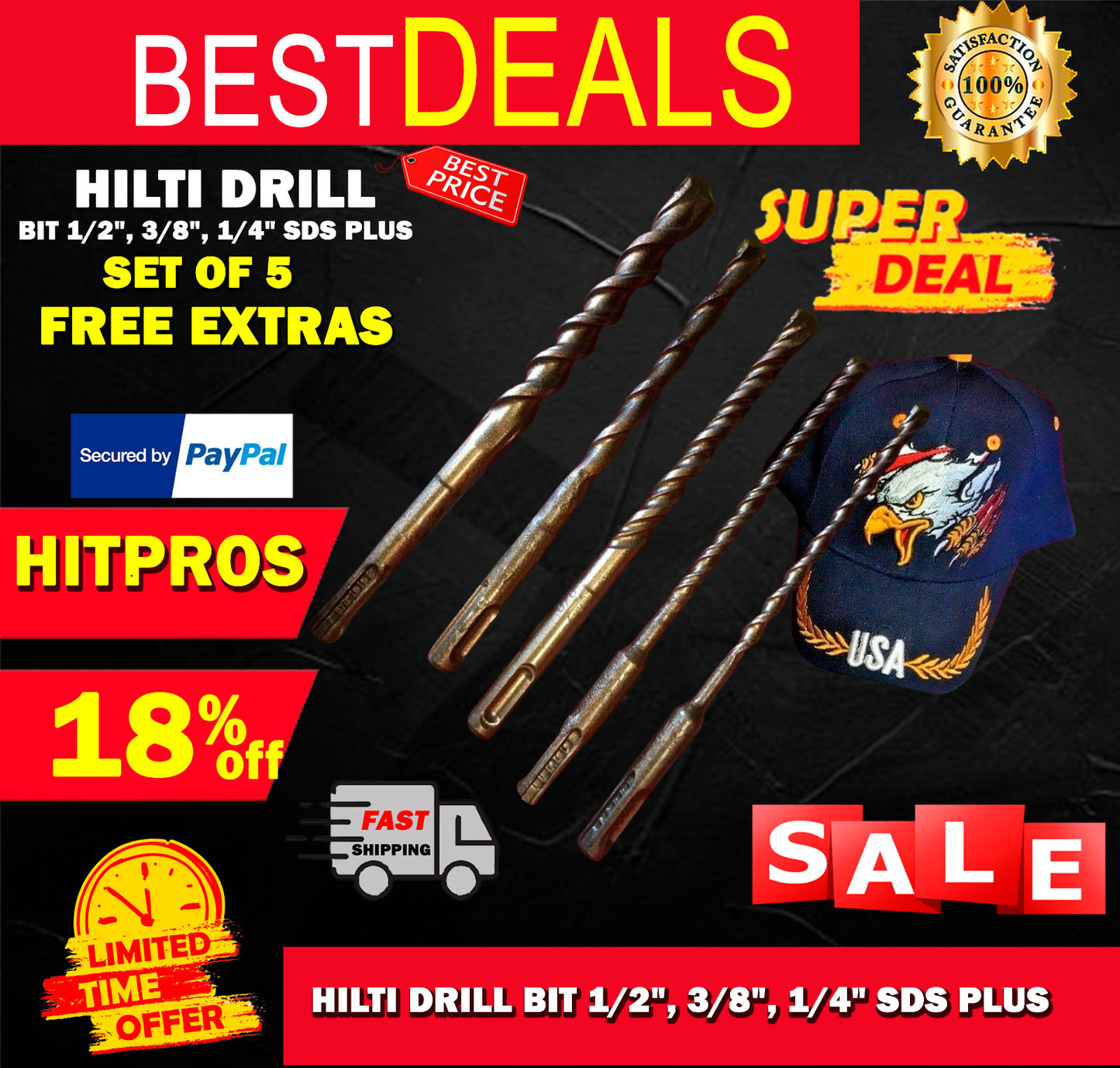 HILTI DRILL BIT 1/2", 3/8", 1/4" SDS PLUS,