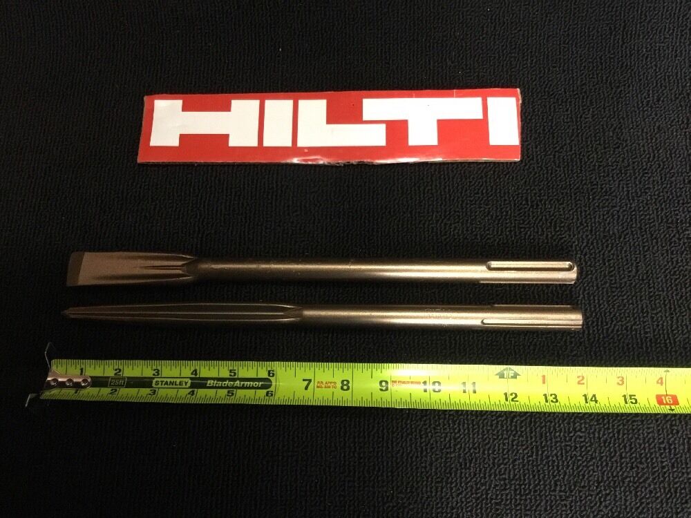 HILTI CHISEL SDS MAX SET FLAT 1" X 14"  AND POINTED 14", PREOWNED