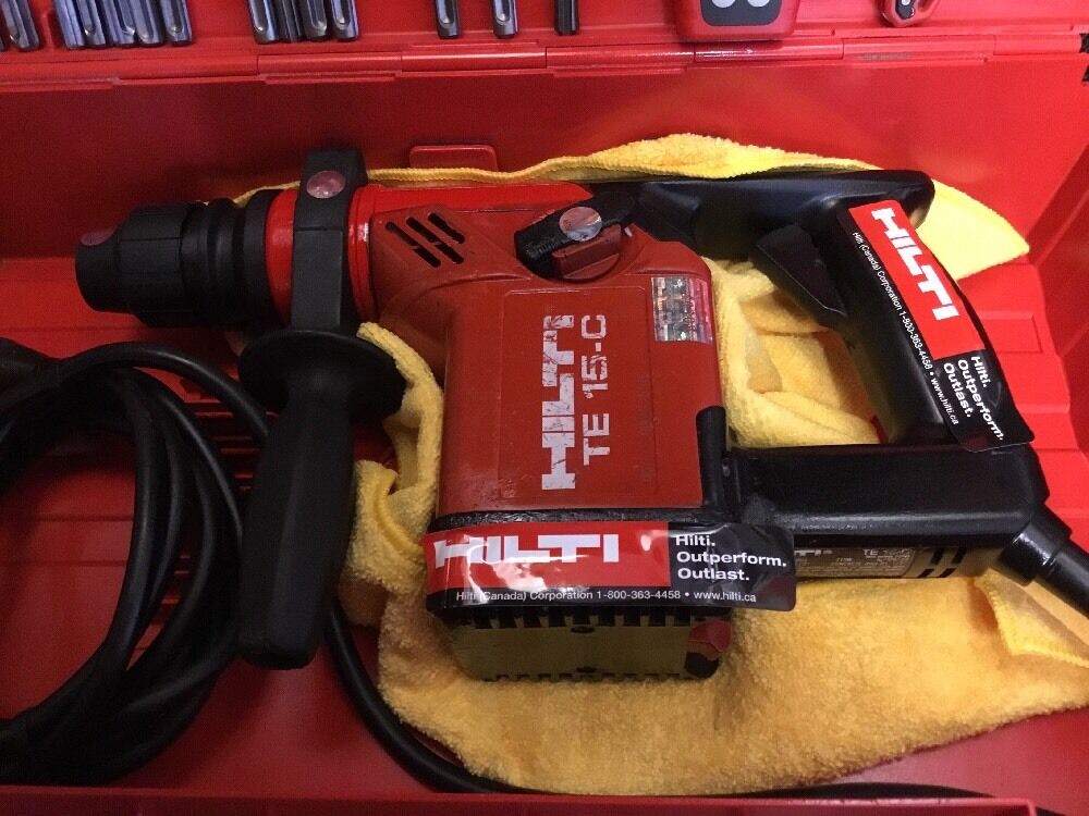 HILTI TE 15-C HAMMER DRILL, PREOWNED, FREE LASER METER, BITS, EXTRAS